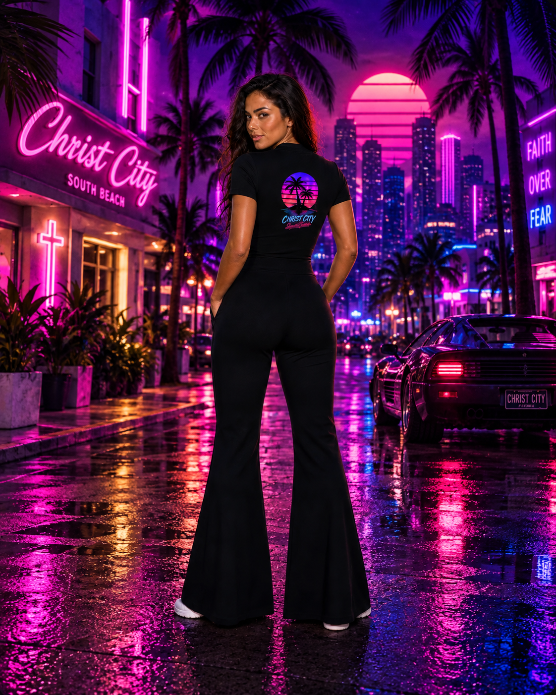 Women’s Christ City Special Edition Flared Leg Quarter Zip Jumpsuit