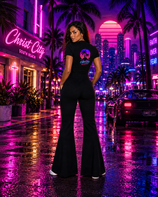 Women’s Christ City Special Edition Flared Leg Quarter Zip Jumpsuit